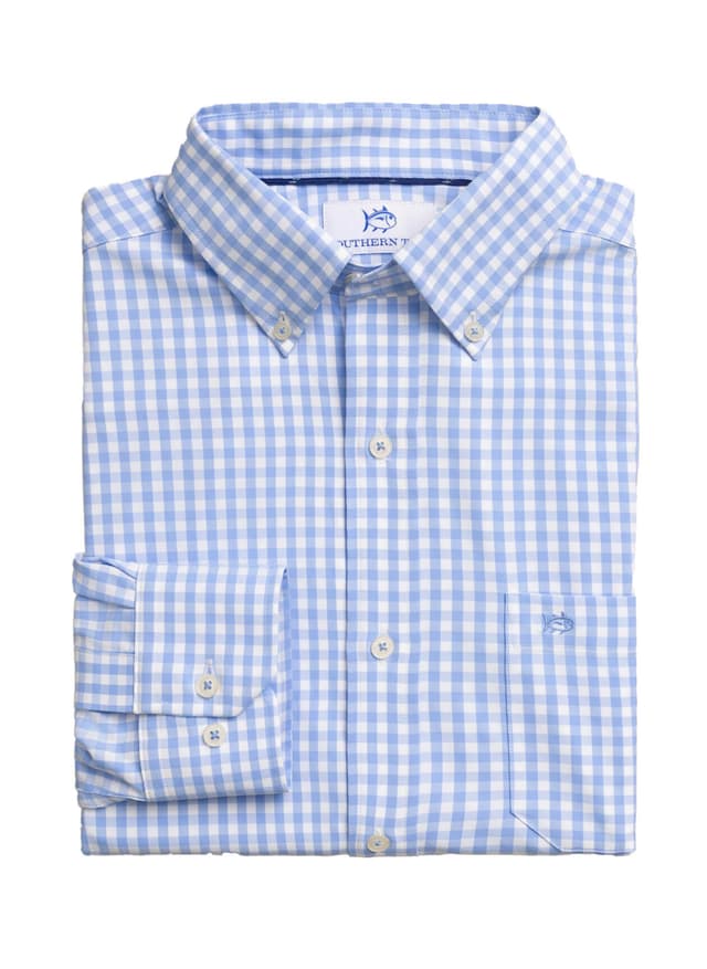 Southern Tide Men's Nassau Gingham Sportshirt - Blue LG