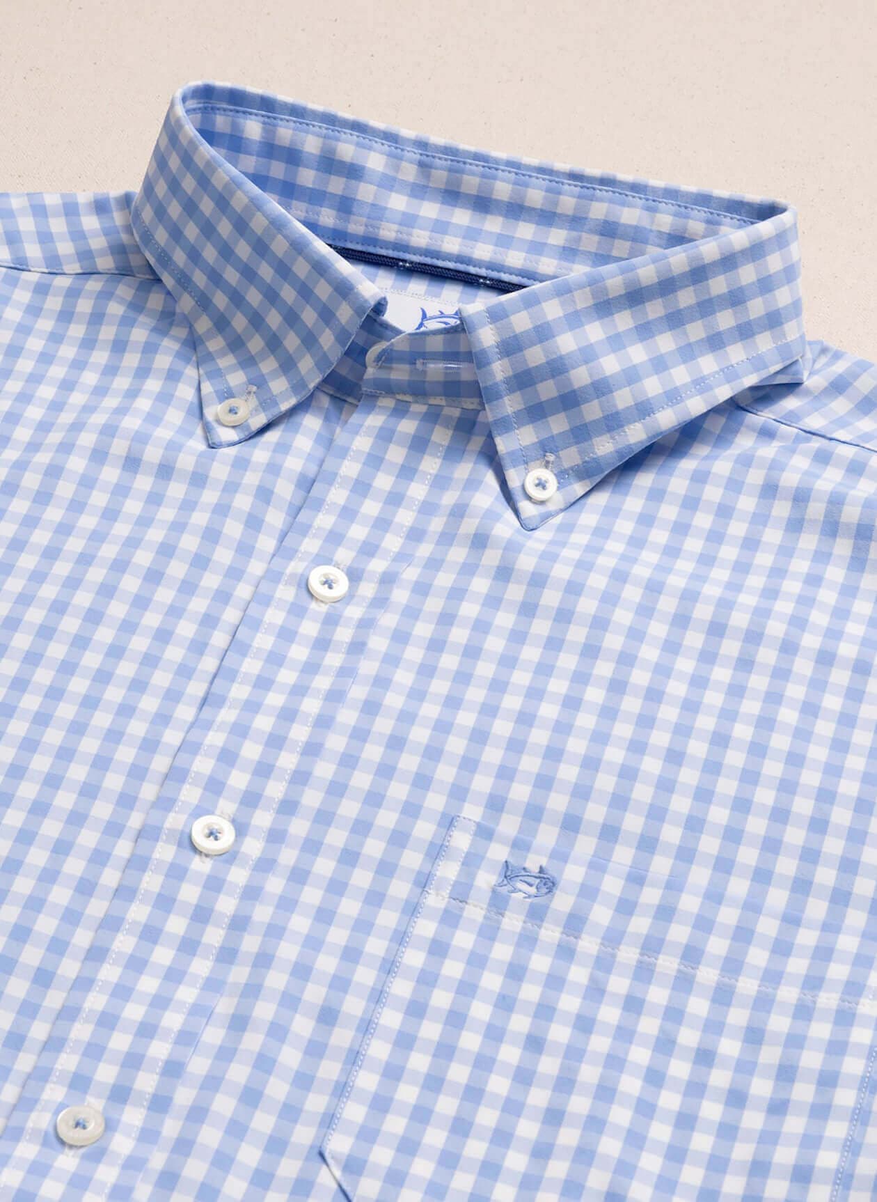 Southern Tide Men's Nassau Gingham Sportshirt - Blue LG