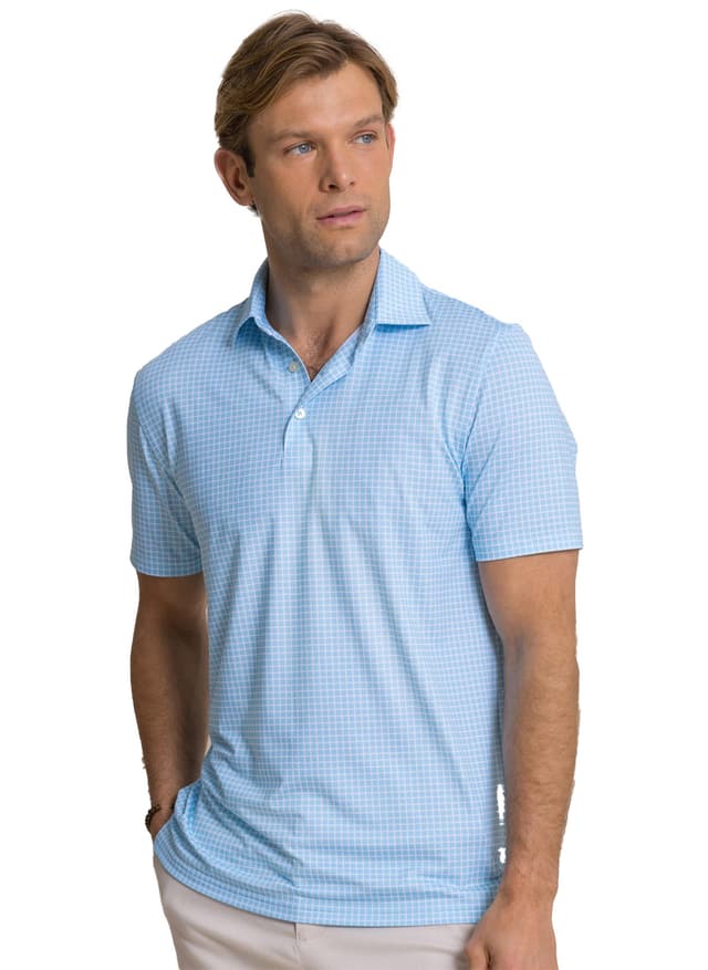 Southern Tide Men's DriverDunesEdgePlaid Polo - Cyan LG