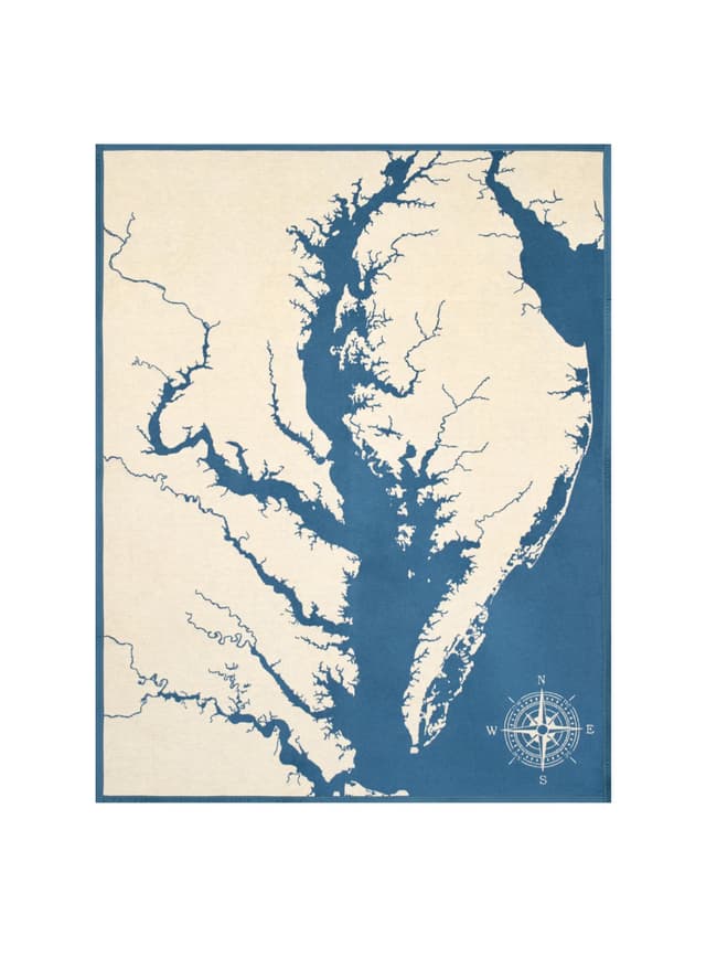 ChappyWrap Chesapeake Bay Map Blanket - Blue MISC