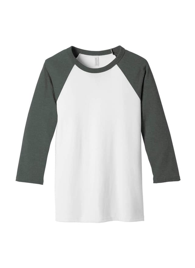 Bella + Canvas Men's 3/4-Sleeve Baseball T-Shirt - White,Dark Grey LG