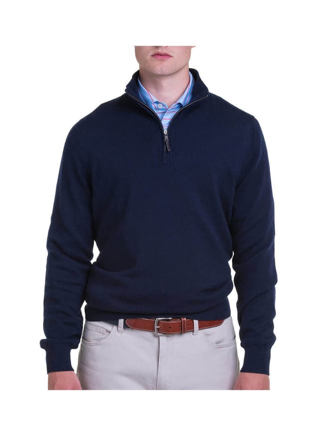 Fairway & Greene Men's Baruffa Quarter-Zip Windsweater - Navy LG