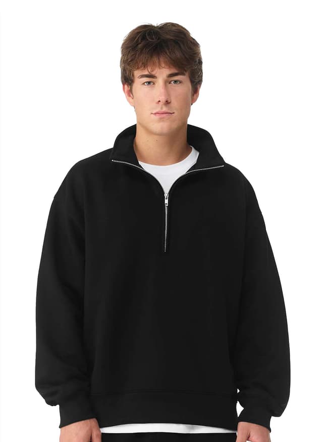 Bella + Canvas Unisex 10 oz Quarter-Zip Pullover Sweatshirt - Black 3XL