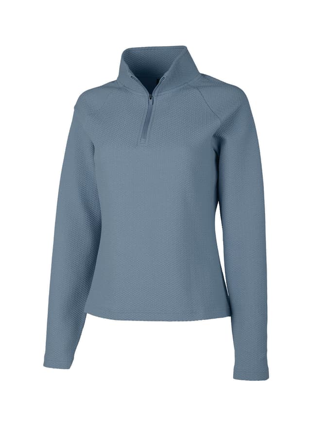 Charles River Women's TexturKnit Quarter-Zip - Mineral Blue 3XL