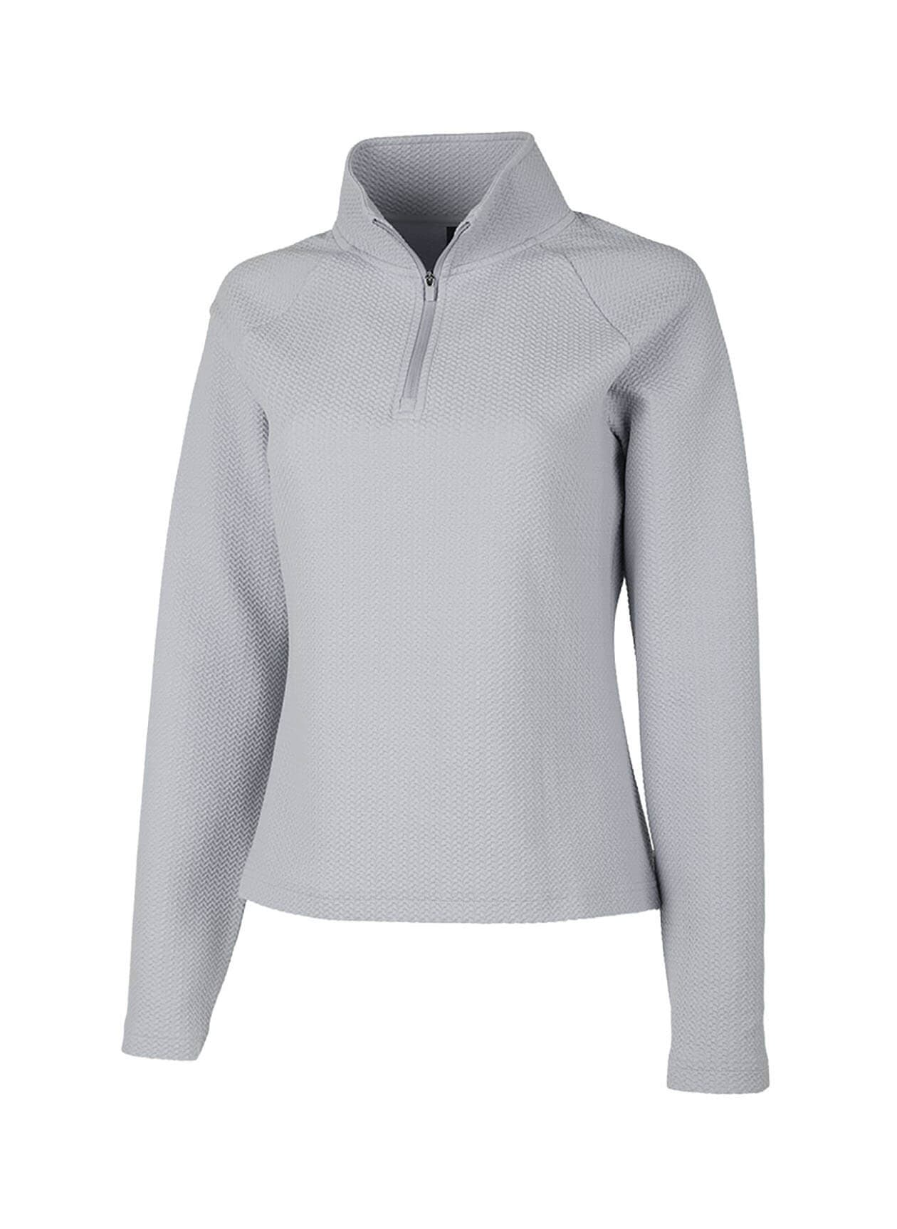Charles River Women's TexturKnit Quarter-Zip - Light Grey 3XL