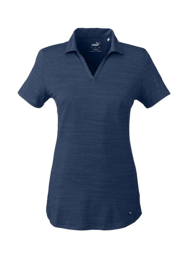 PUMA Women's Cloudspun Free V-Neck Polo - Navy LG