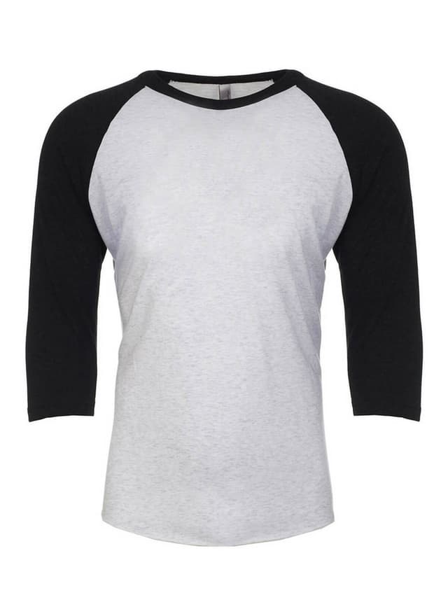 Next Level Unisex Triblend 3/4-Sleeve Raglan T-Shirt - Vintage Black / Heather White 3XL