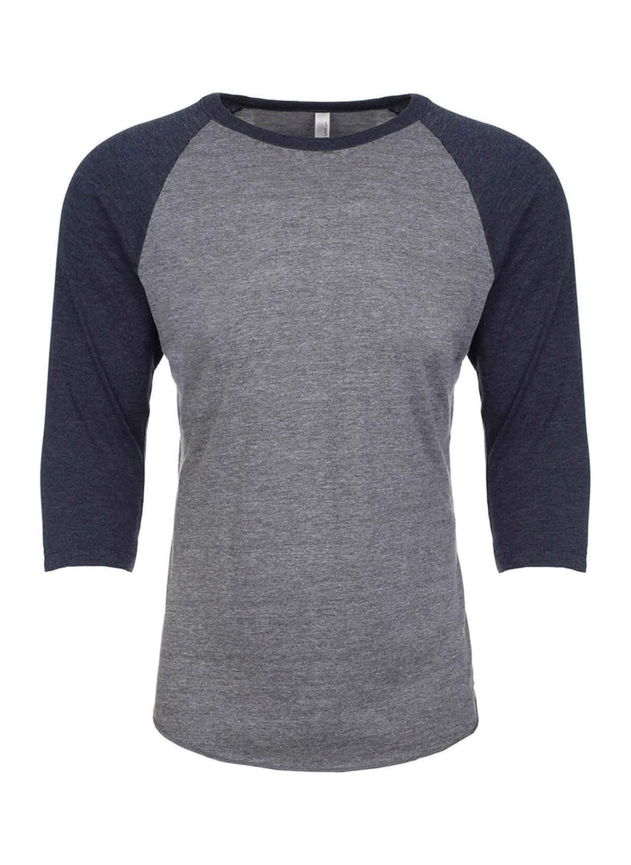 Next Level Unisex Triblend 3/4-Sleeve Raglan T-Shirt - Navy,Dark Grey 3XL