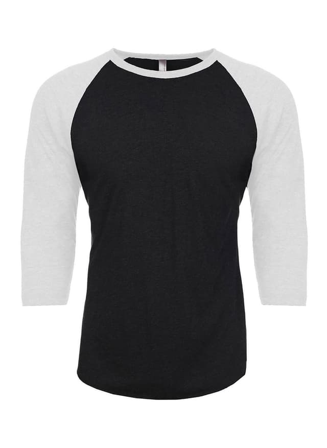 Next Level Unisex Triblend 3/4-Sleeve Raglan T-Shirt - Heather White / Vintage Black 3XL
