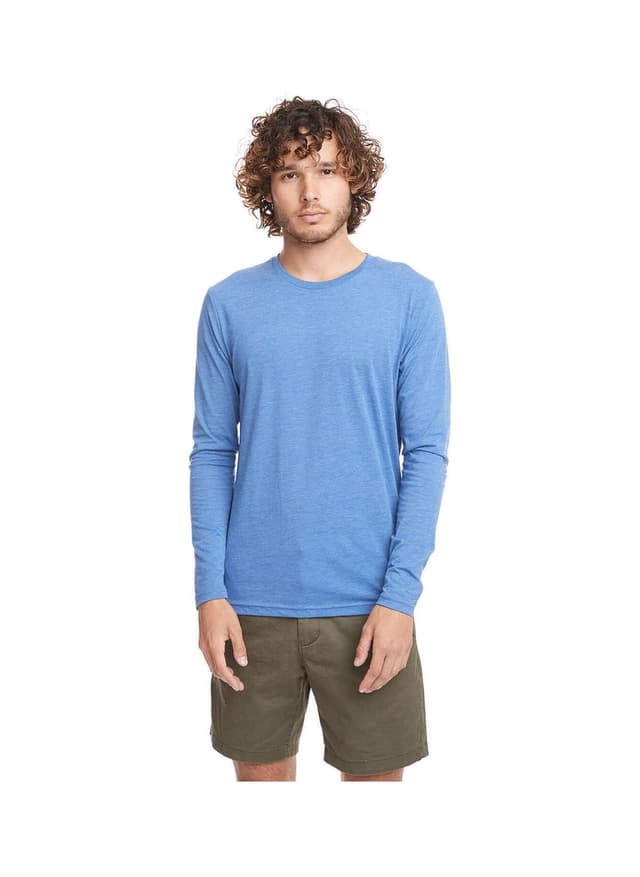 Next Level Men's Triblend Long-Sleeve Crew T-Shirt - Cyan LG
