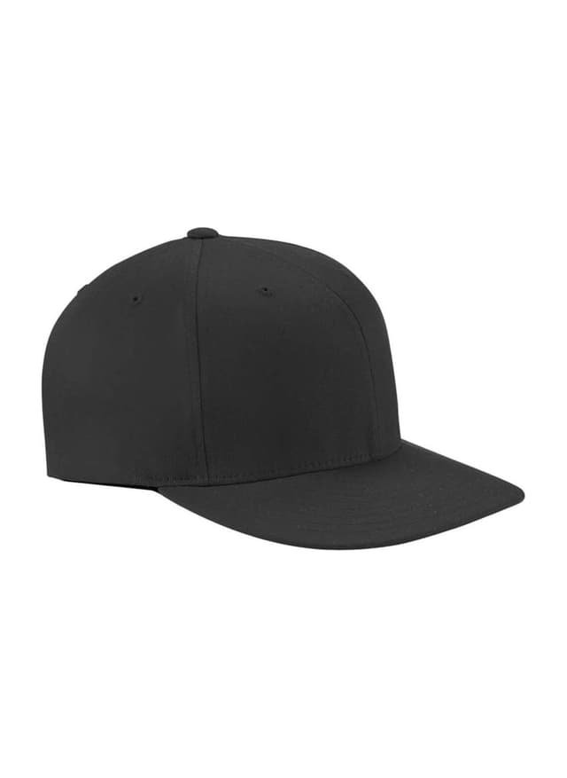 Flexfit Wooly Twill Pro Baseball On-Field Shape Hat with Flat Bill - Black LG/XL