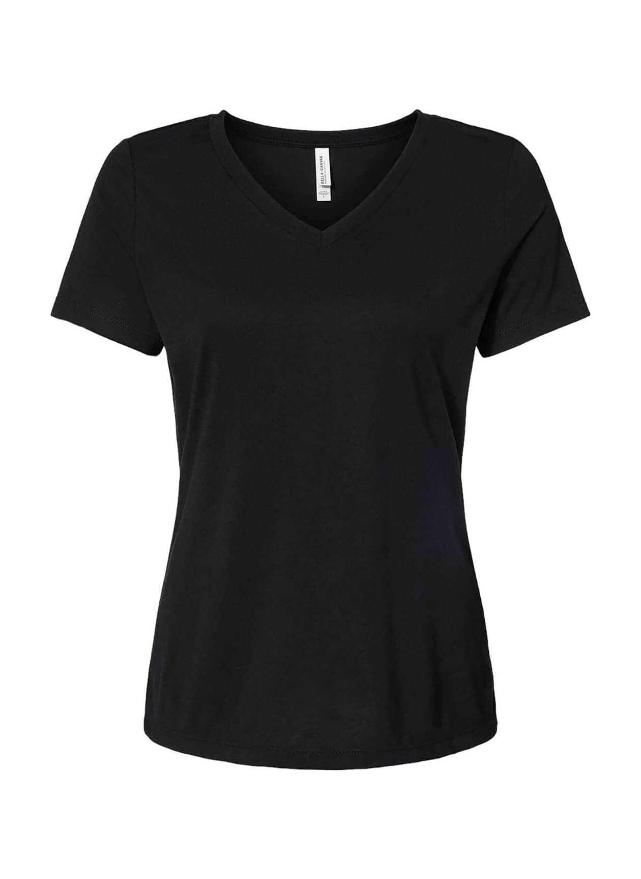 Bella + Canvas Women's Relaxed Triblend V-Neck T-Shirt - Solid Black Triblend LG