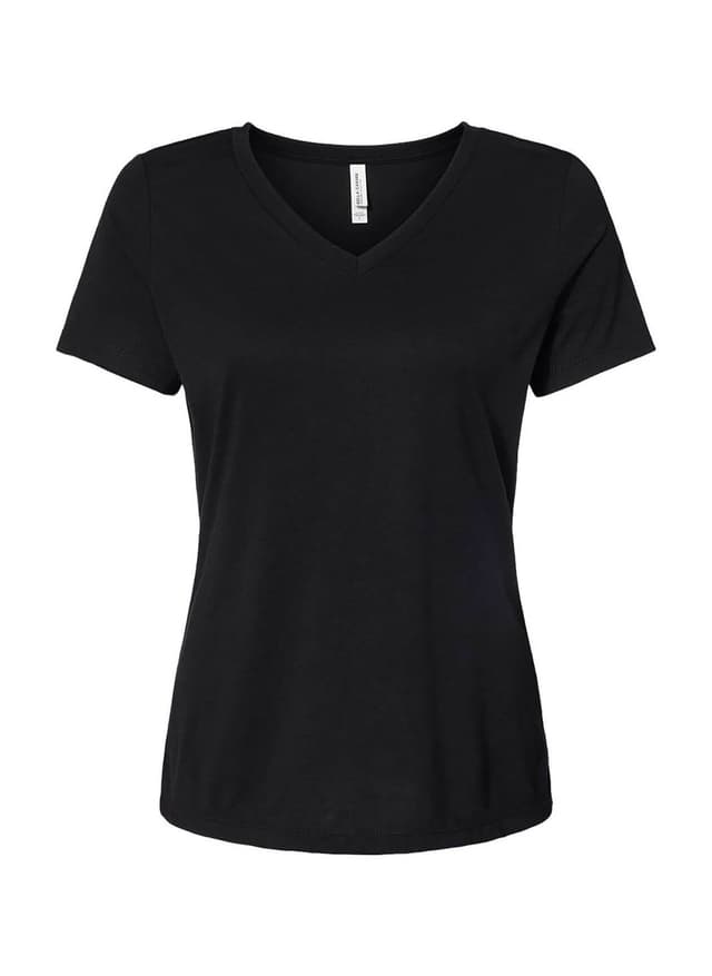 Bella + Canvas Women's Relaxed Triblend V-Neck T-Shirt - Solid Black Triblend LG