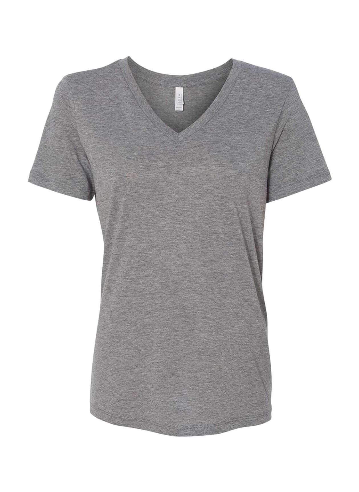 Bella + Canvas Women's Relaxed Triblend V-Neck T-Shirt - Light Grey LG