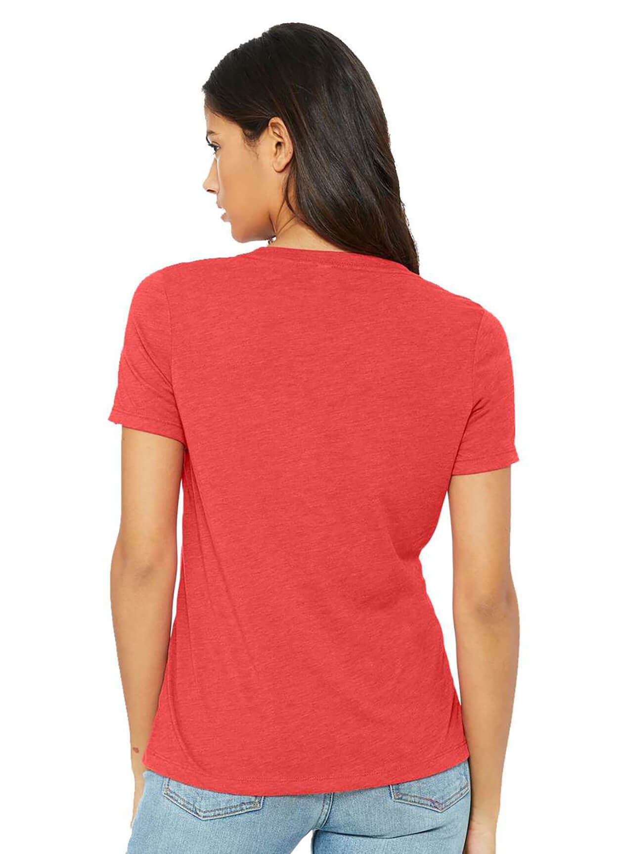 Bella + Canvas Women's Relaxed Triblend V-Neck T-Shirt - Red LG