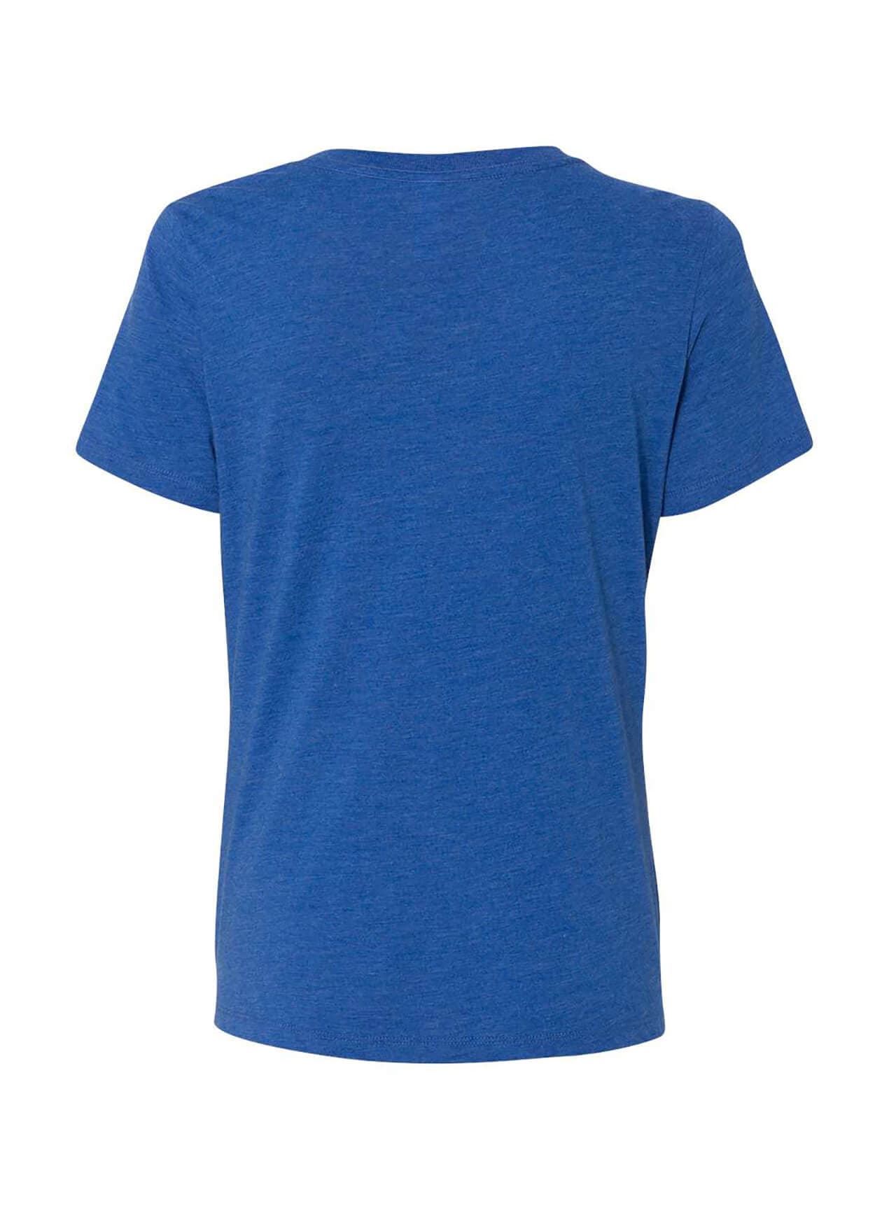 Bella + Canvas Women's Relaxed Triblend V-Neck T-Shirt - Blue LG