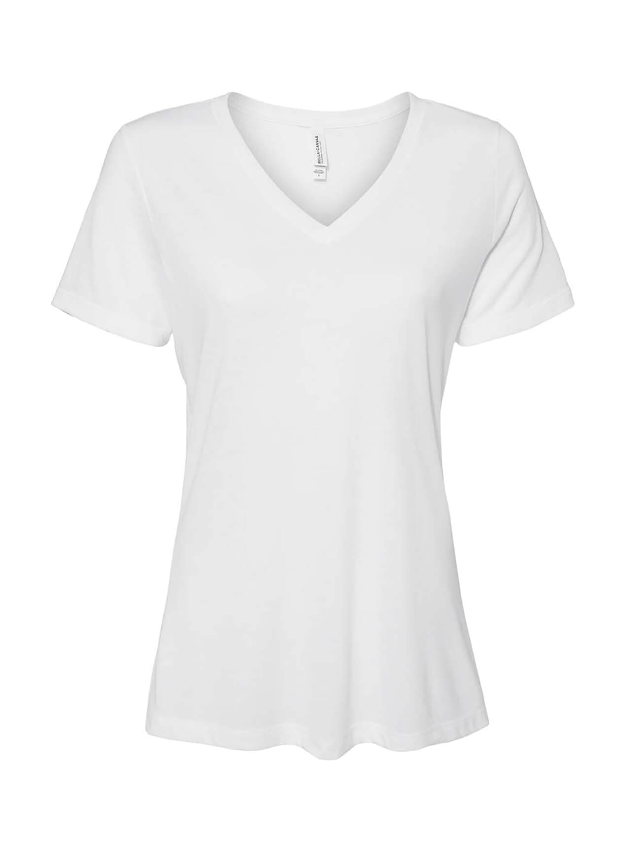 Bella + Canvas Women's Relaxed Triblend V-Neck T-Shirt - White LG