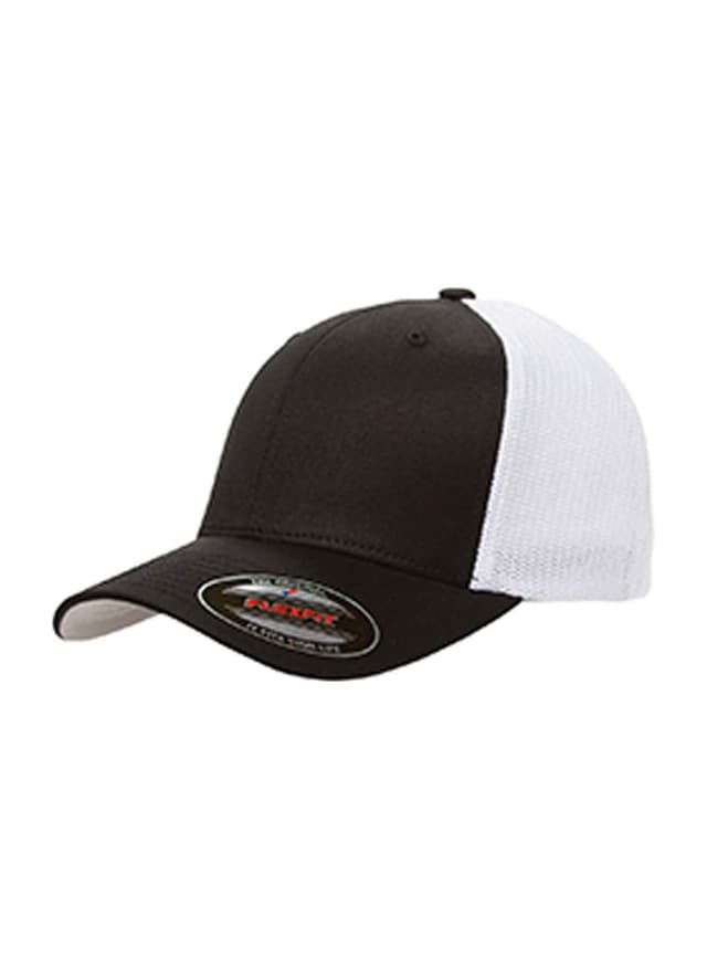 Flexfit 6-Panel Trucker Hat - Black / White (BLW) MISC
