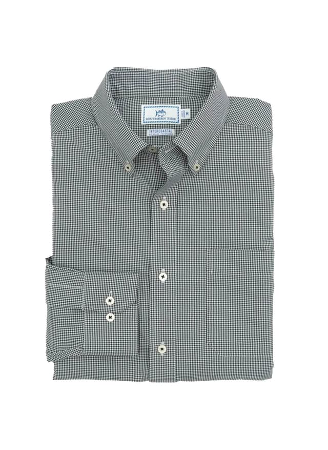 Southern Tide Men's Gameday Gingham Sport Shirt - Black LG