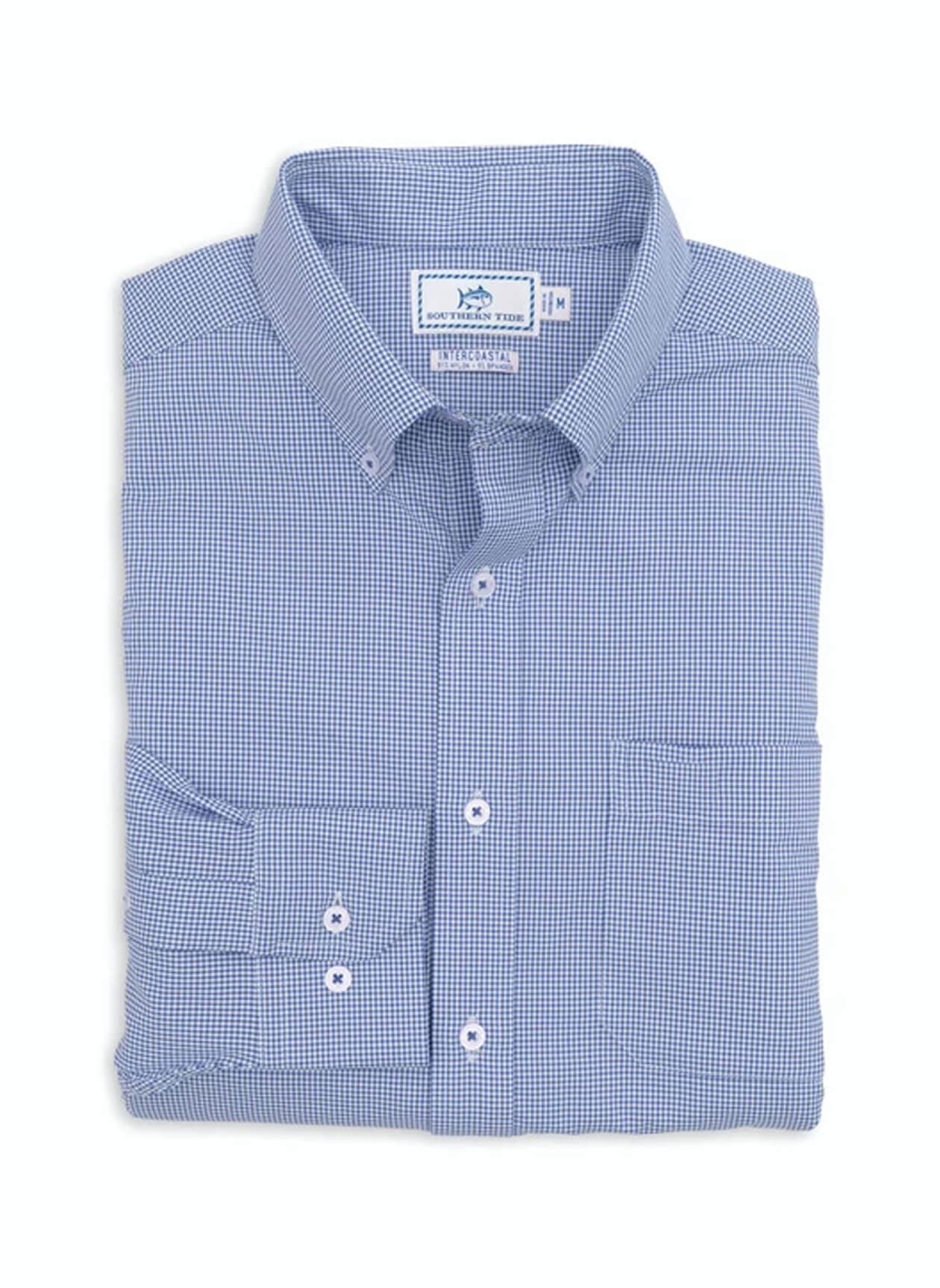 Southern Tide Men's Gameday Gingham Sport Shirt - Blue LG