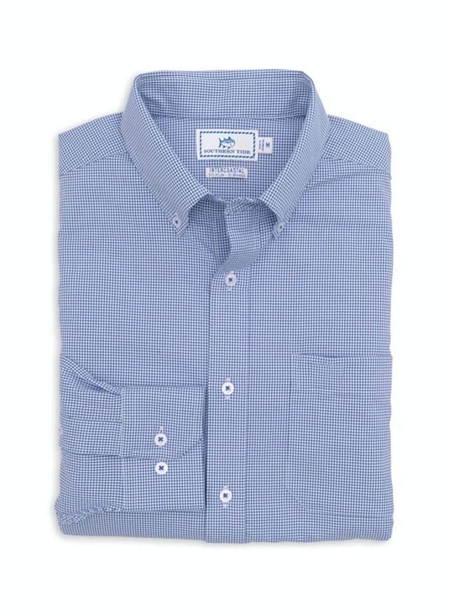 Southern Tide Men's Gameday Gingham Sport Shirt - Blue LG