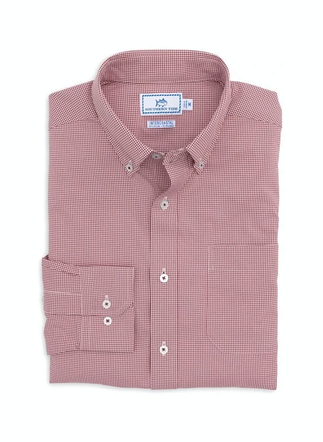 Southern Tide Men's Gameday Gingham Sport Shirt - Red LG