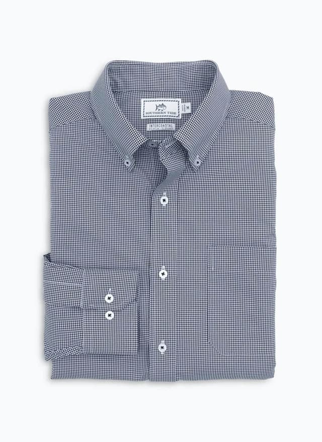 Southern Tide Men's Gameday Gingham Sport Shirt - Navy LG