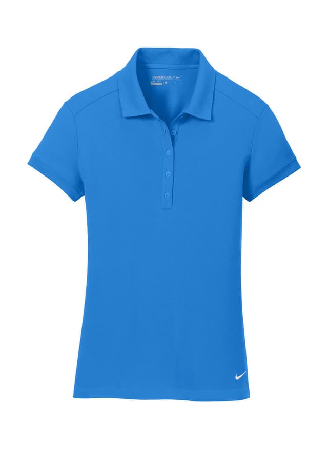 Nike Women's Dri-FIT Solid Icon Pique Modern Fit Polo - Light Photo Blue (BLU) LG