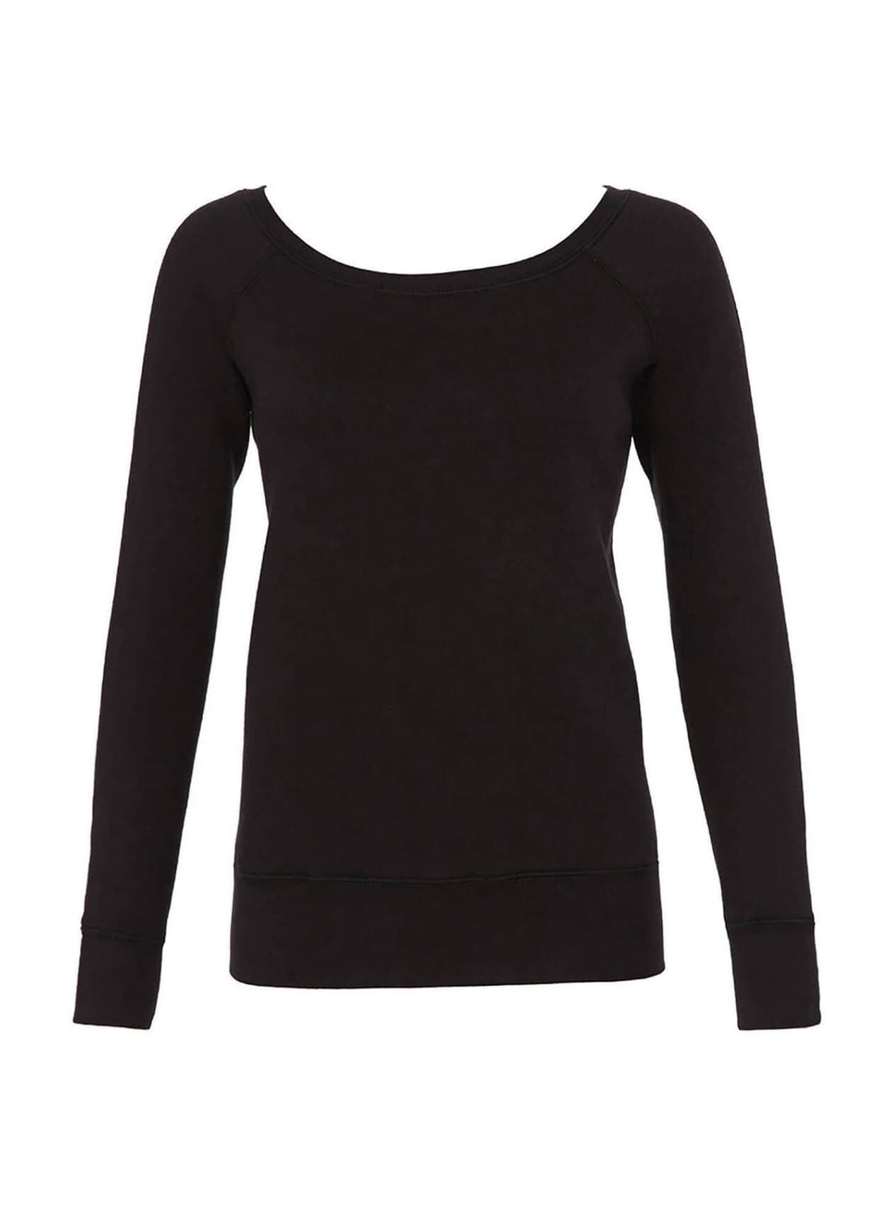 Bella + Canvas Women's Sponge Fleece Wide Neck Sweatshirt - Black LG