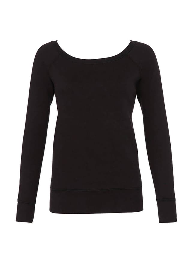 Bella + Canvas Women's Sponge Fleece Wide Neck Sweatshirt - Black LG