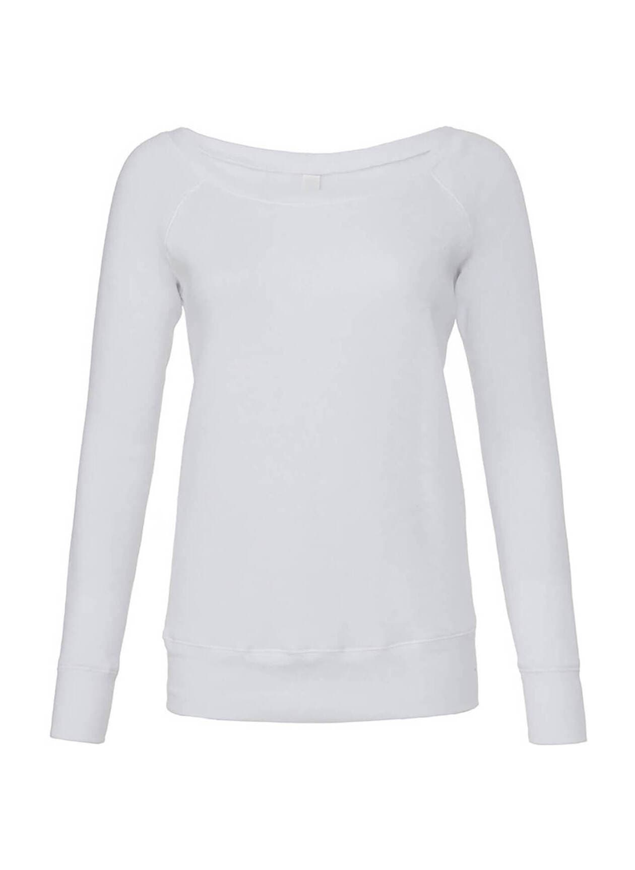 Bella + Canvas Women's Sponge Fleece Wide Neck Sweatshirt - White LG