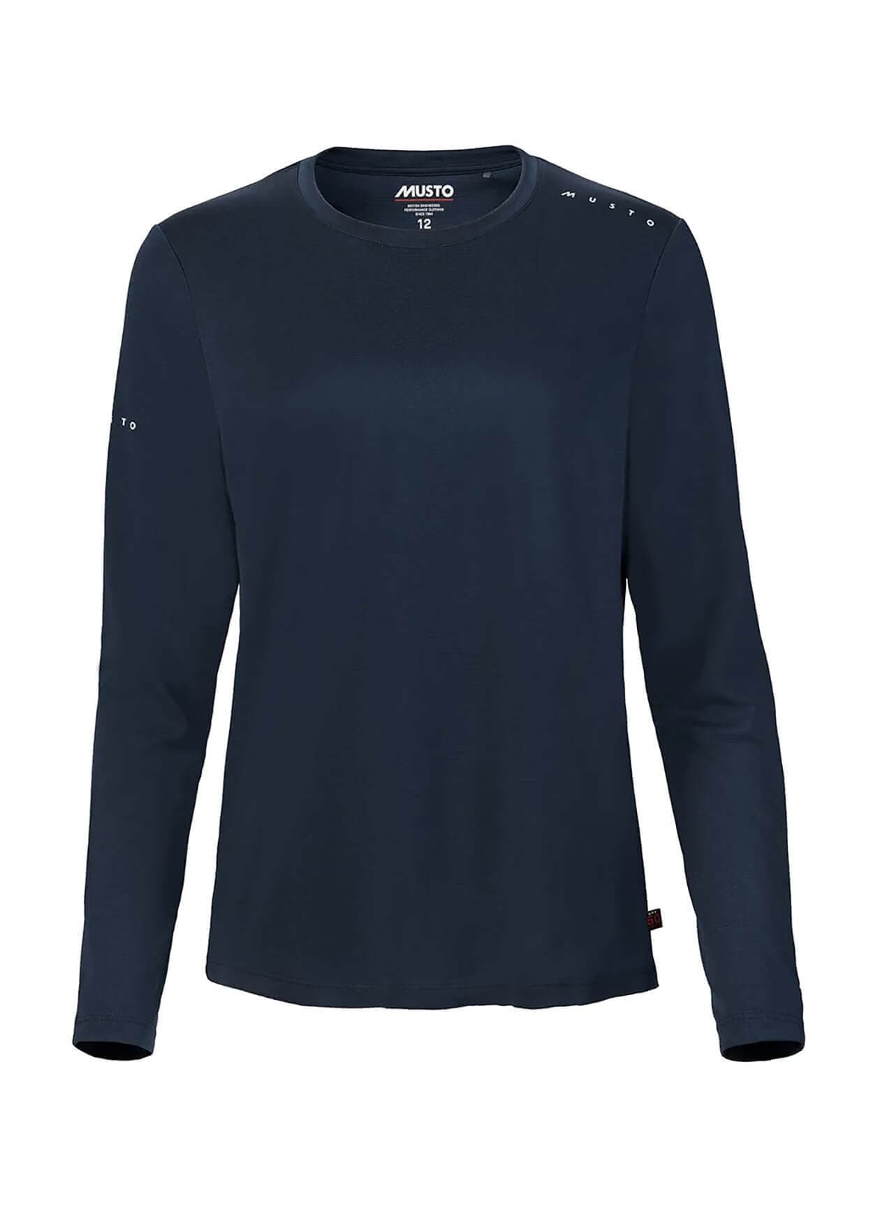 Musto Women's Evo Crew Sunblock Long-Sleeve T-Shirt - Navy LG