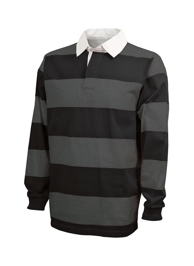 Charles River Unisex Classic Rugby Shirt - Black,Light Grey 3XL