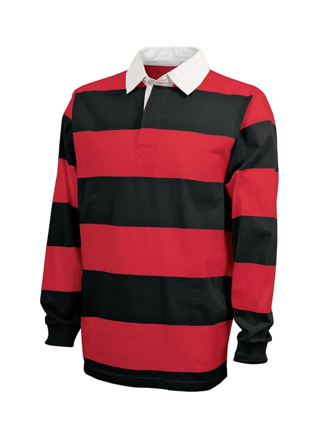 Charles River Unisex Classic Rugby Shirt - Black,Red 3XL