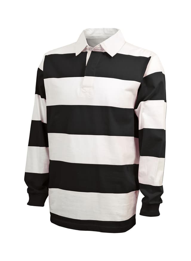 Charles River Unisex Classic Rugby Shirt - Black,White 3XL