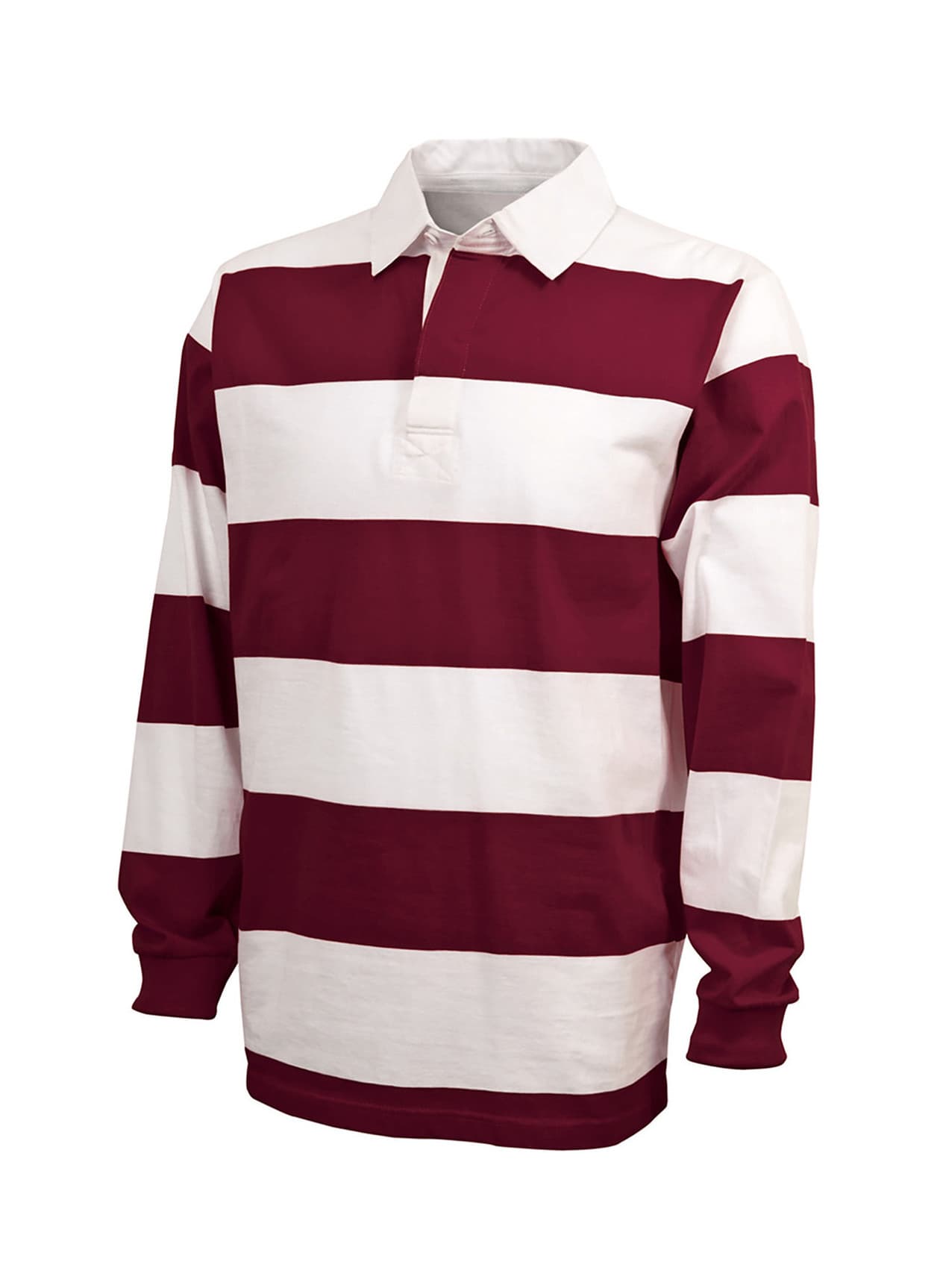 Charles River Unisex Classic Rugby Shirt - Maoon / White 3XL