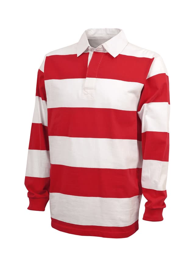 Charles River Unisex Classic Rugby Shirt - Red / White (063) 3XL