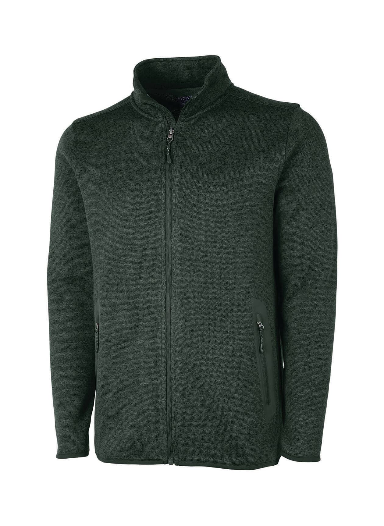 Charles River Men's Heathered Fleece Jacket - Green 3XL