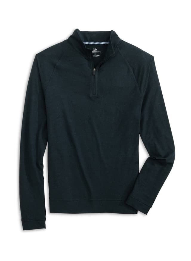 Southern Tide Men's Cruiser Heather Quarter-Zip - Black LG