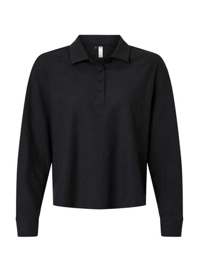 Adidas Women's Beyond Loose Long-Sleeve Polo - Black LG