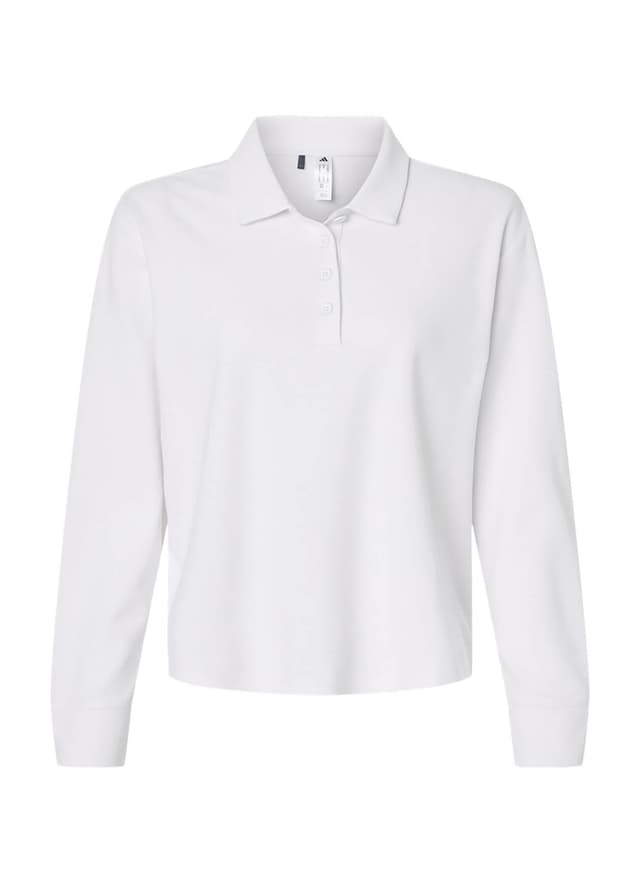 Adidas Women's Beyond Loose Long-Sleeve Polo - White LG