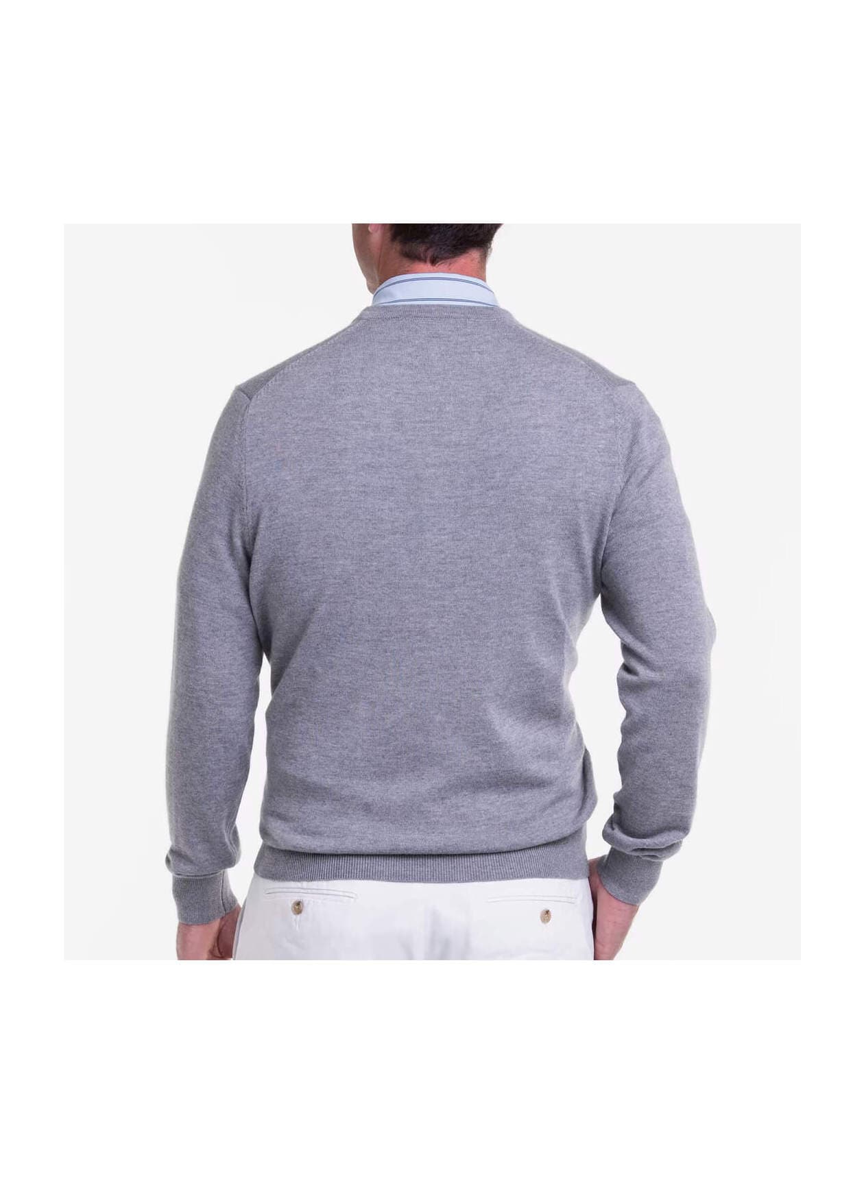 Fairway & Greene Men's Baruffa V-Neck Sweater - Light Grey 3XL