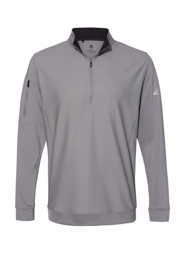 Adidas Men's Performance Textured Quarter-Zip - Light Grey 3XL