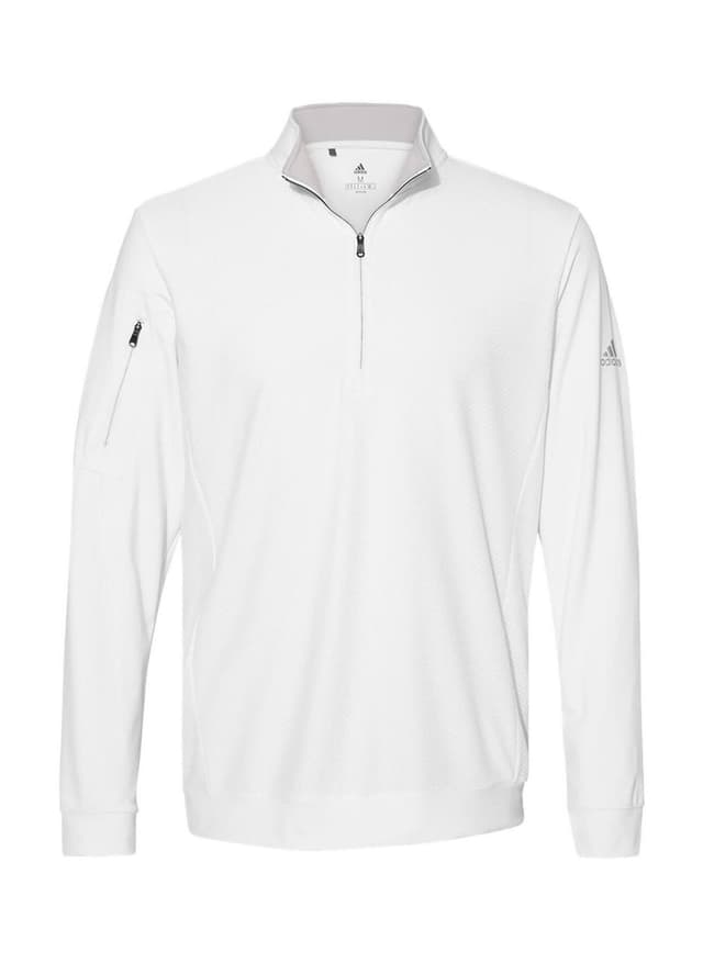 Adidas Men's Performance Textured Quarter-Zip - White 3XL