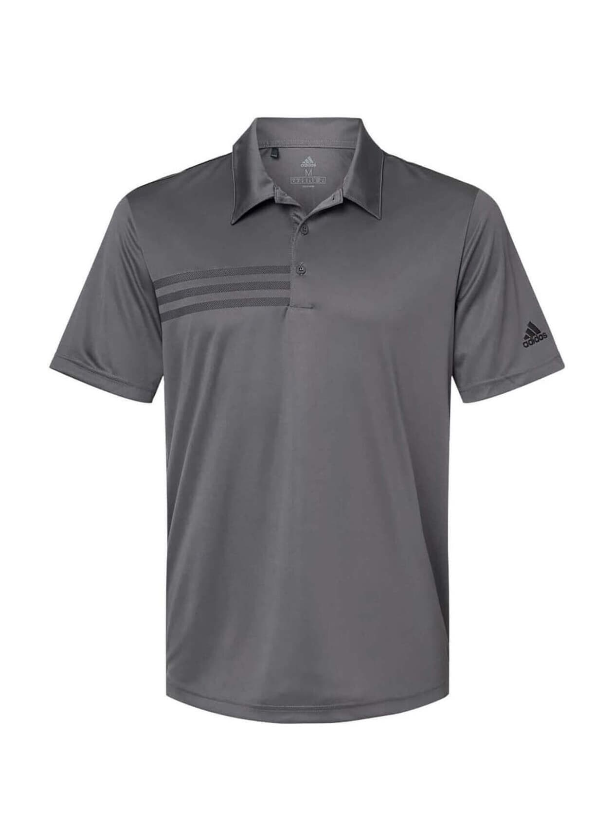 Adidas Men's 3-Stripes Chest Polo - Dark Grey 3XL