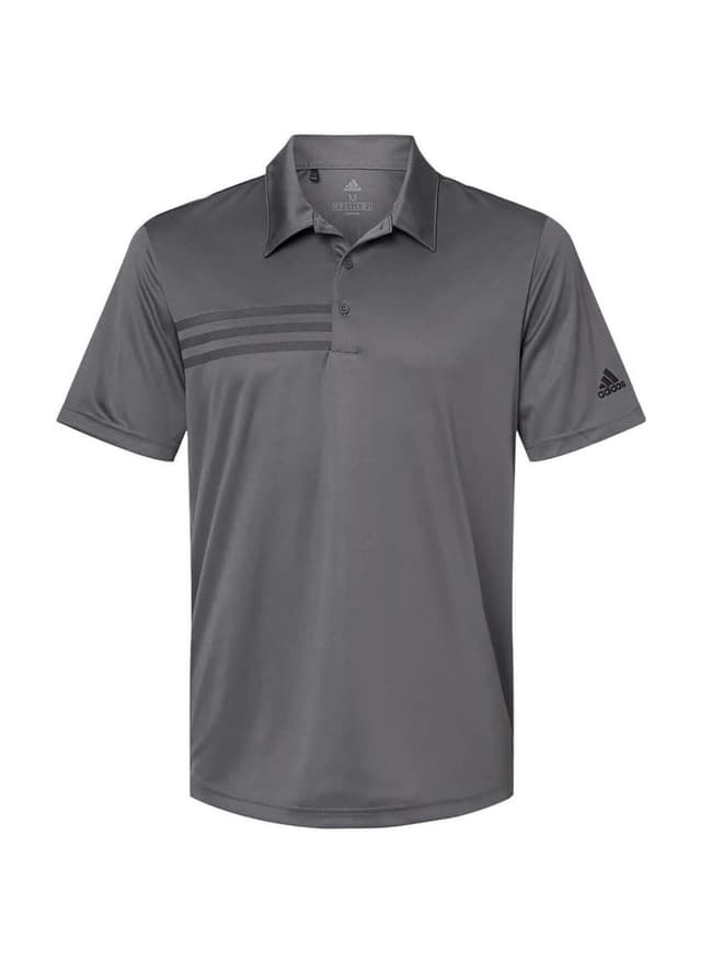 Adidas Men's 3-Stripes Chest Polo - Dark Grey 3XL