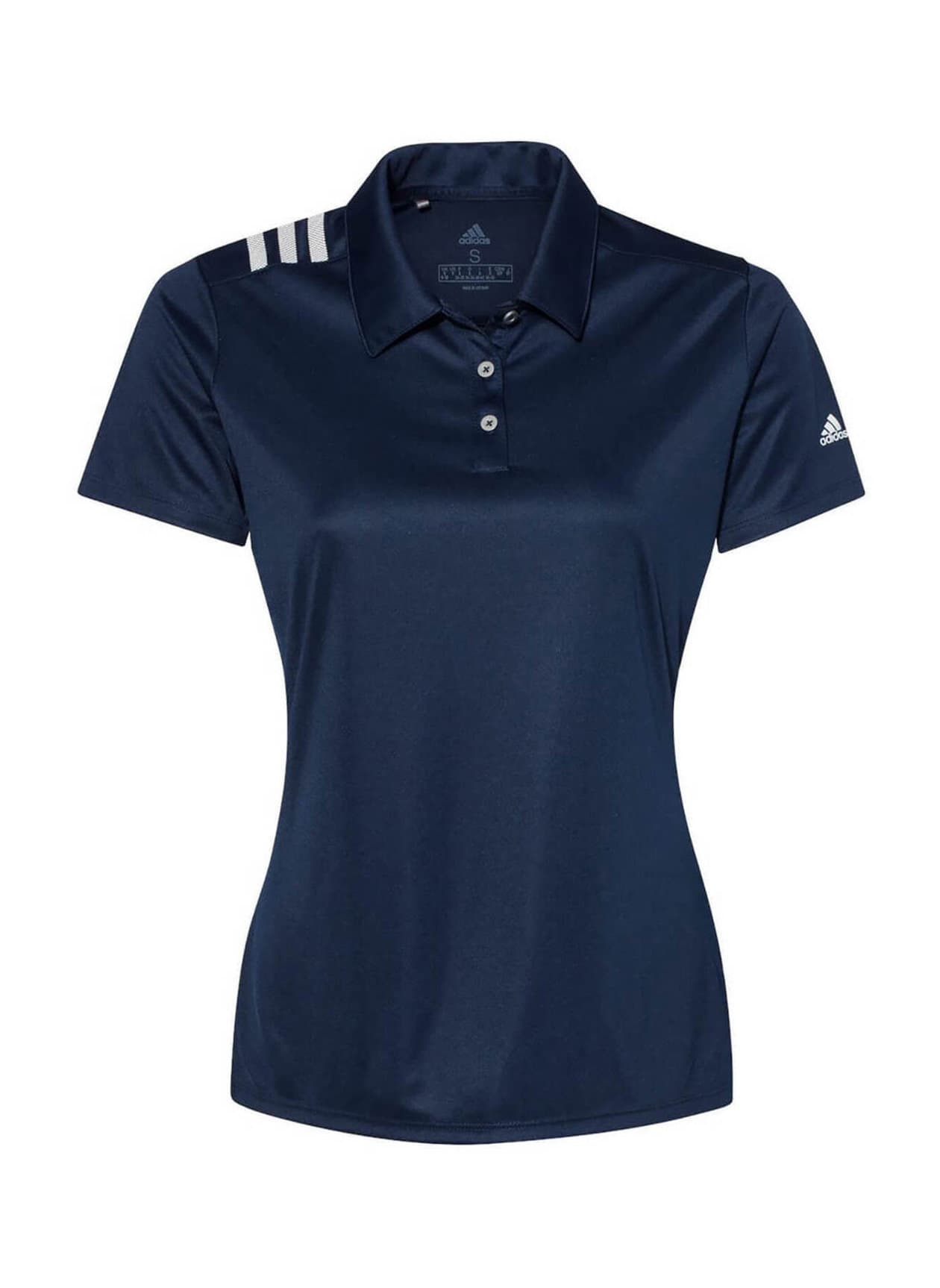 Adidas Women's 3-Stripes Shoulder Polo - Collegiate Navy / White (NVY) 3XL