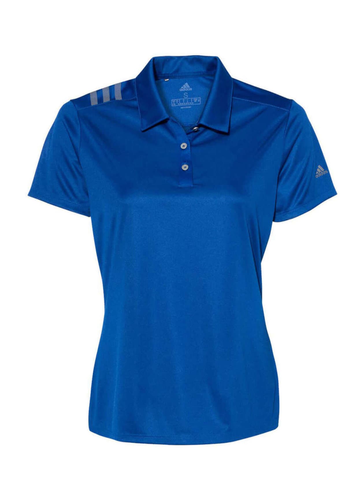 Adidas Women's 3-Stripes Shoulder Polo - Collegiate Royal / Grey Three 3XL