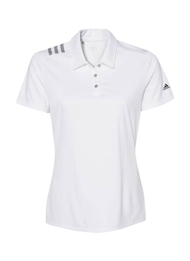 Adidas Women's 3-Stripes Shoulder Polo - White 3XL