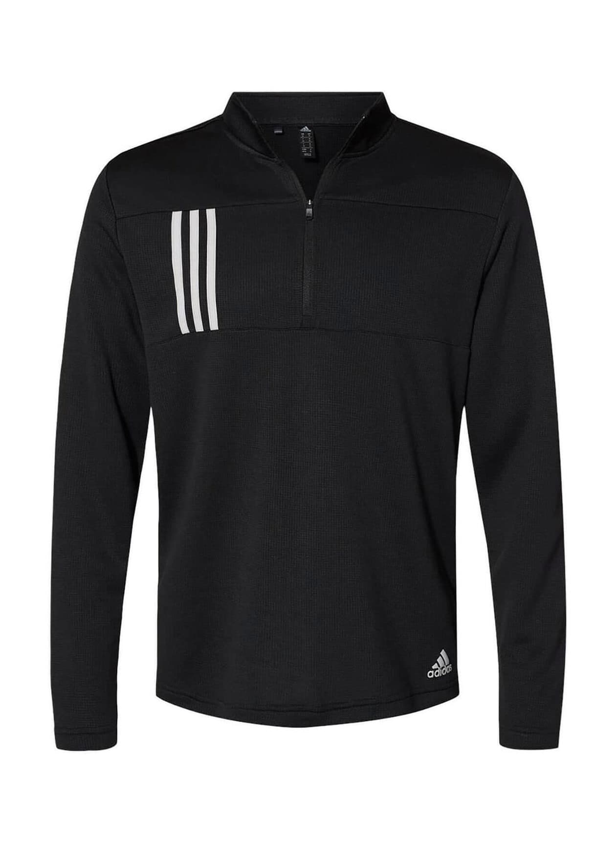 Adidas Men's 3-Stripes Double Knit Quarter-Zip Pullover - Black 3XL